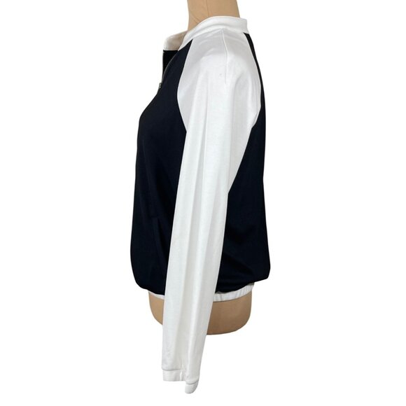Cupio Knit Bomber Jacket Black White Size M Medium Full Zip Women's (READ) - Picture 2 of 8